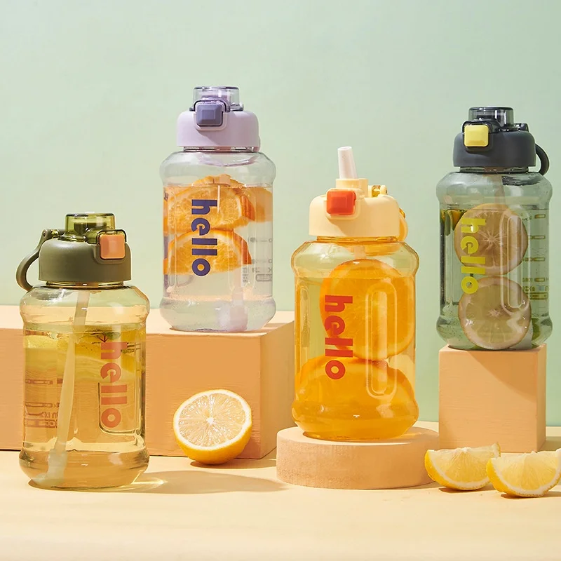 

Cute Straw Cup for Men and Women Portable Space Cup Large Capacity Leak - proof Plastic Water Bottle