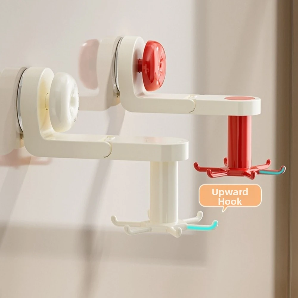 Rotatable Kitchen Rotating Hook Six-Claw Space-Saving Suction Cup Hook with Suction Cup Wall Mounted Storage Rack Indoor Storage