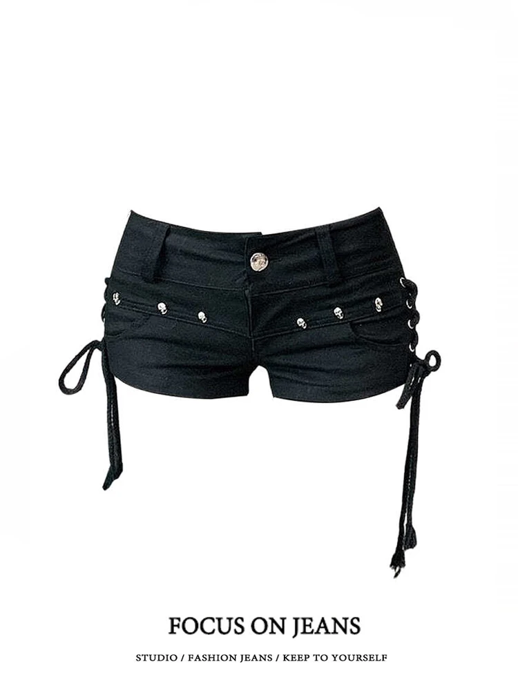 

Low Waist Denim Super ort Pants Women's Summer Slim Fit Rivet Hot Pants A-Line Tight Butt orts Casual High Waist Wide Leg