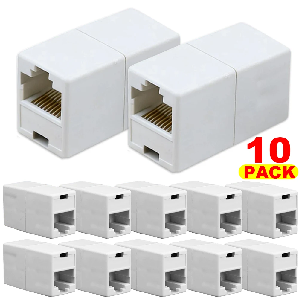 

10Pcs Network Connector Adapter Coupler Extender RJ45 Ethernet Cable Extension Converter A To A Computer Network Cable Adapter