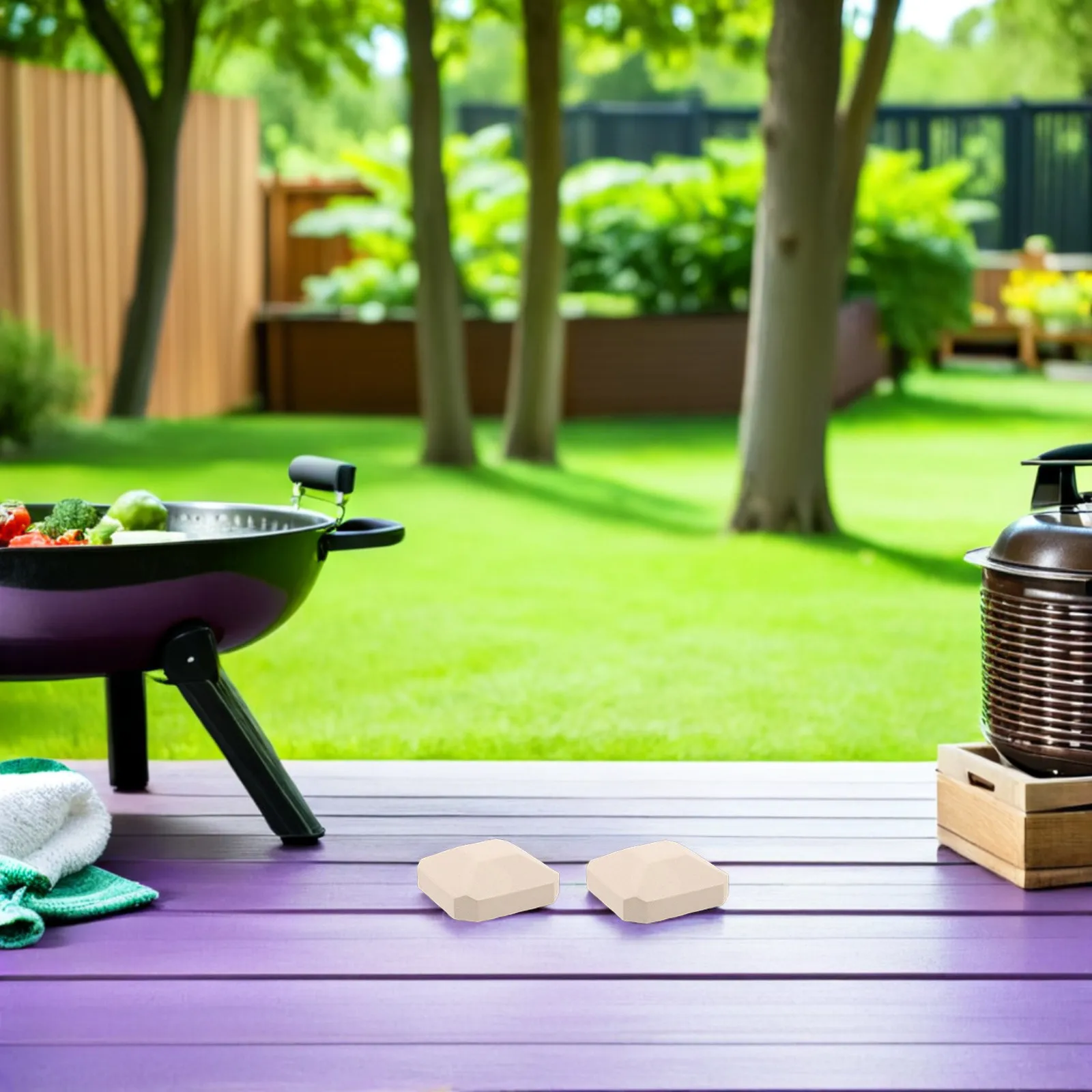 10Pcs Ceramic Bbq Briquettes Gas Grill Stones Chamfered Hollow 2x2 Inch Heat Retention Grill Bricks Replacement Even Heat