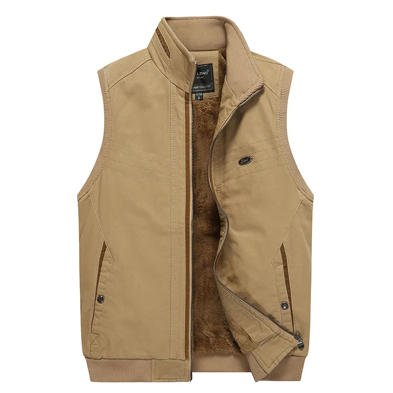 Autumn and Winter Casual Men's Middle-aged Loose and Warm Sleeveless Vest