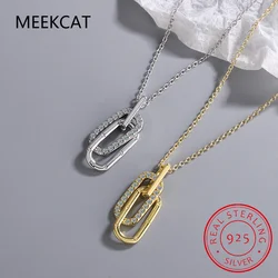 Romantic Lock Design Sparkling Clear CZ Necklace 925 Sterling Silver Chain Necklace For Women Fine Jewelry Wedding Gift RHN1085