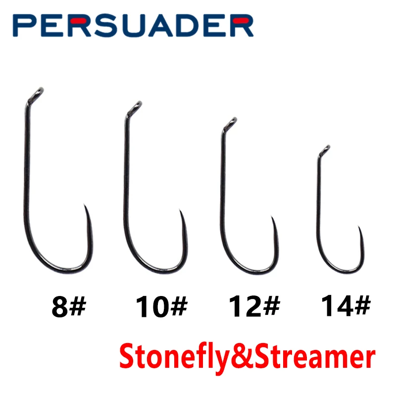 

KONA&Persuader new design 40pcs box packed 2X long shank barbless stonefly nymph hooks 8#10#12#14# freshwater streamer fly hooks