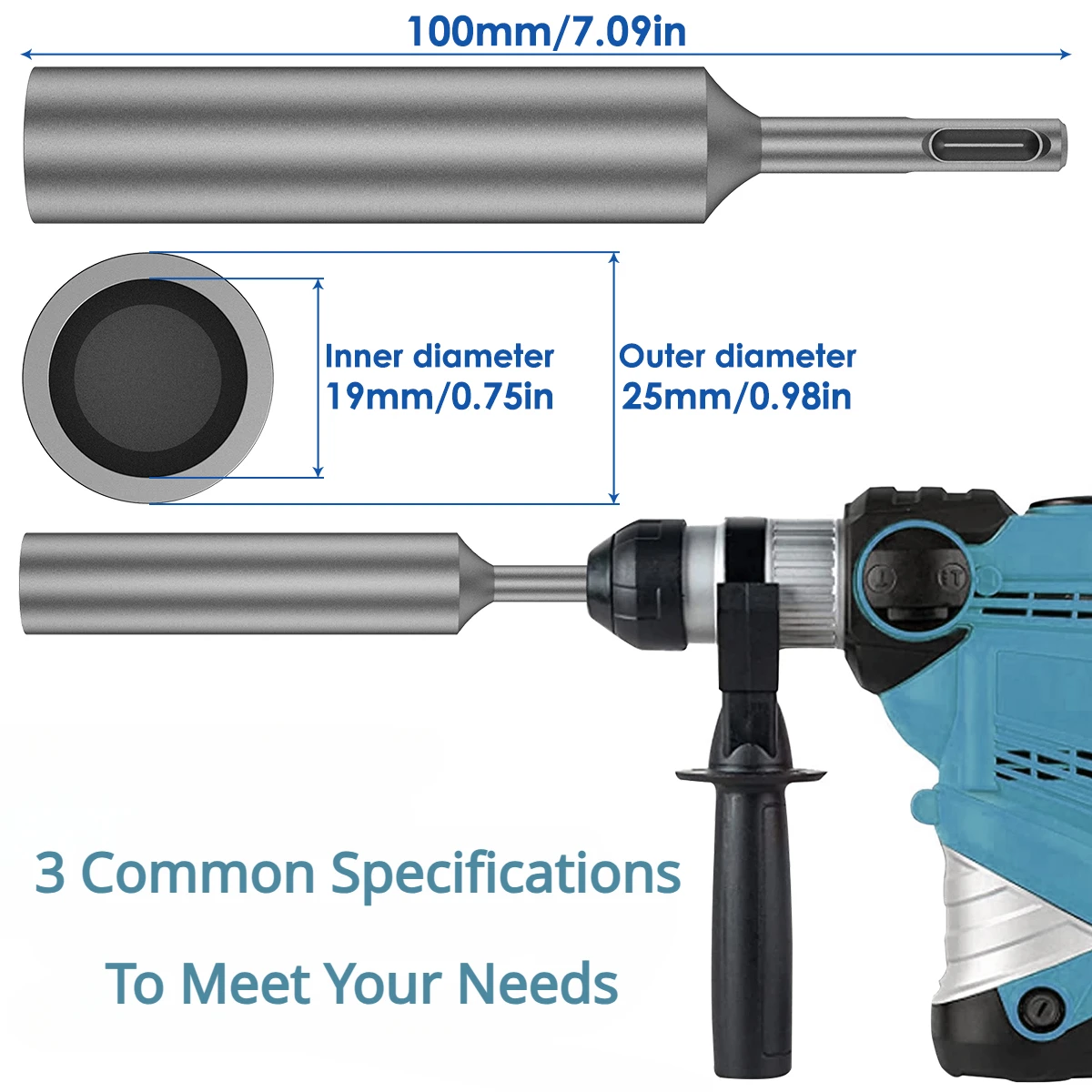 

Ground Rod Driver SDS Plus Bit with Rotary Hammer Drill Bits Tool Accessories for 5/8 3/4 Inch Hardened Earth Driving Rod Work