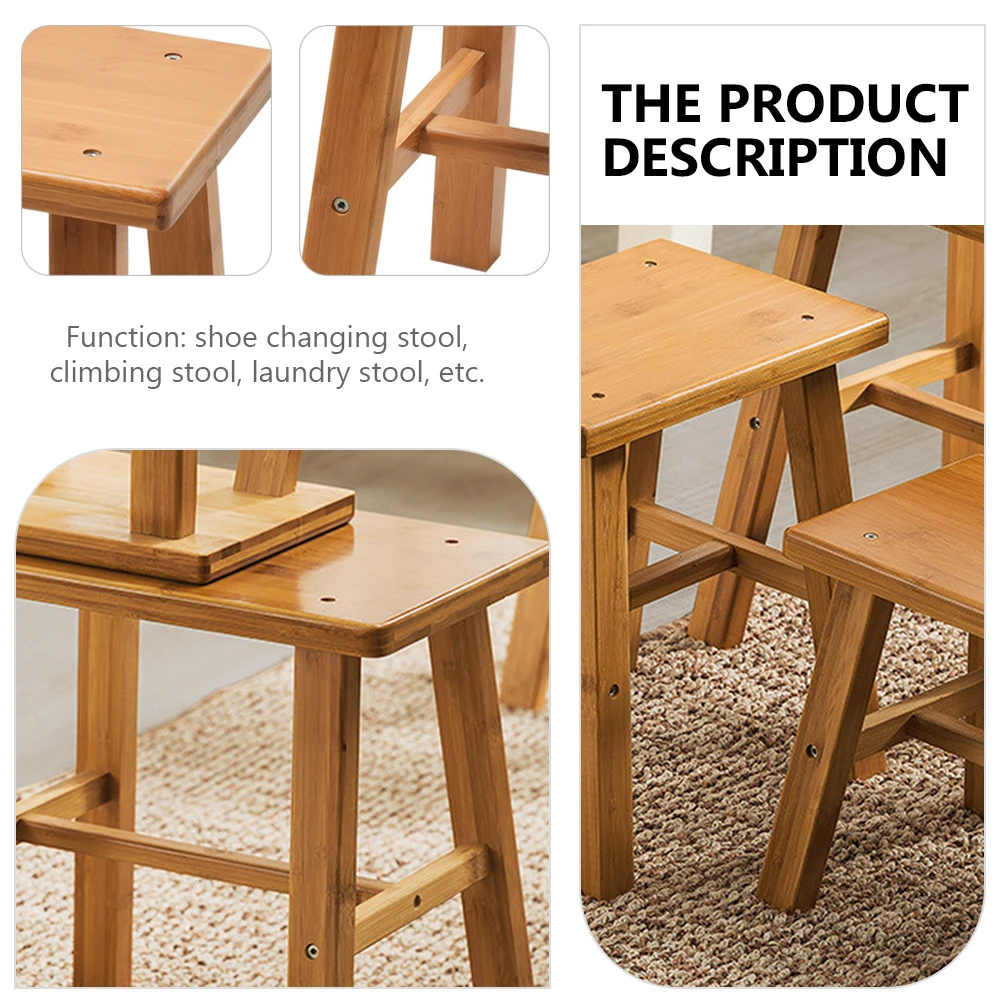 

Portable Bamboo Stool Durable Low Shoe Changing Seat Home Kids Non-Slip Simple Lightweight Outdoor Furniture For Living Room Use