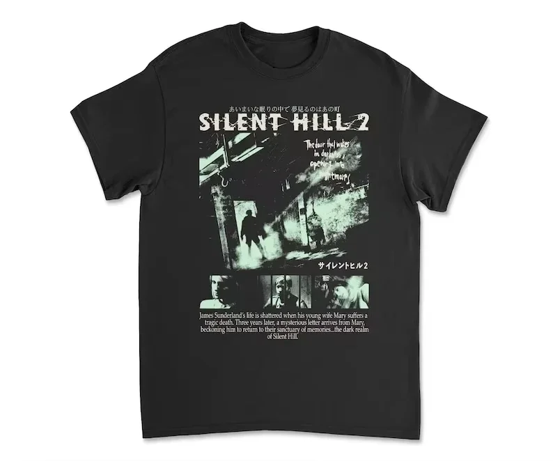 Silent Hill 2 Videogame Black Retro Gaming T-Shirt Tee Men Women Holiday Casual Short Sleeve Tee Top Loose T-shirt