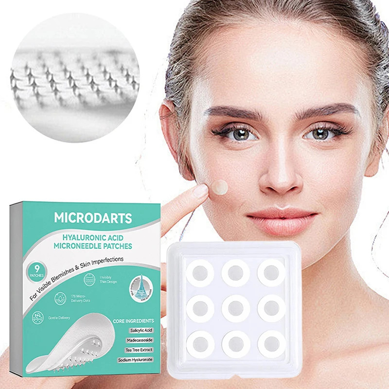 9 Patches Microneedle Patches Invisible Blemish Sticker 0.2mm Soluble Hyaluronic Acid Deep Hydrating Skin Care Repair Tool Kit