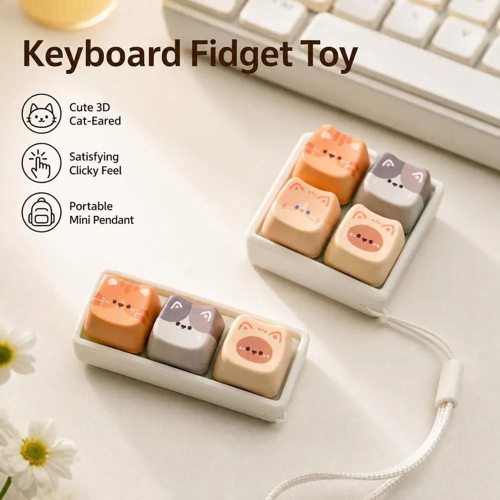 Cute Cat Mechanical Keyboard Keycap Phone Charm Mini Keycap Strap Pendant Lanyard Keychain Bag Accessory