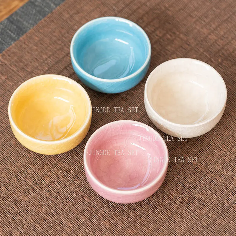 4pcs China Ceramic Kiln Change Teacup Temmoku Glaze Porcelain Tea Cup Set Retro Jianzhan Master Cups Tea Bowl Home Drinkware