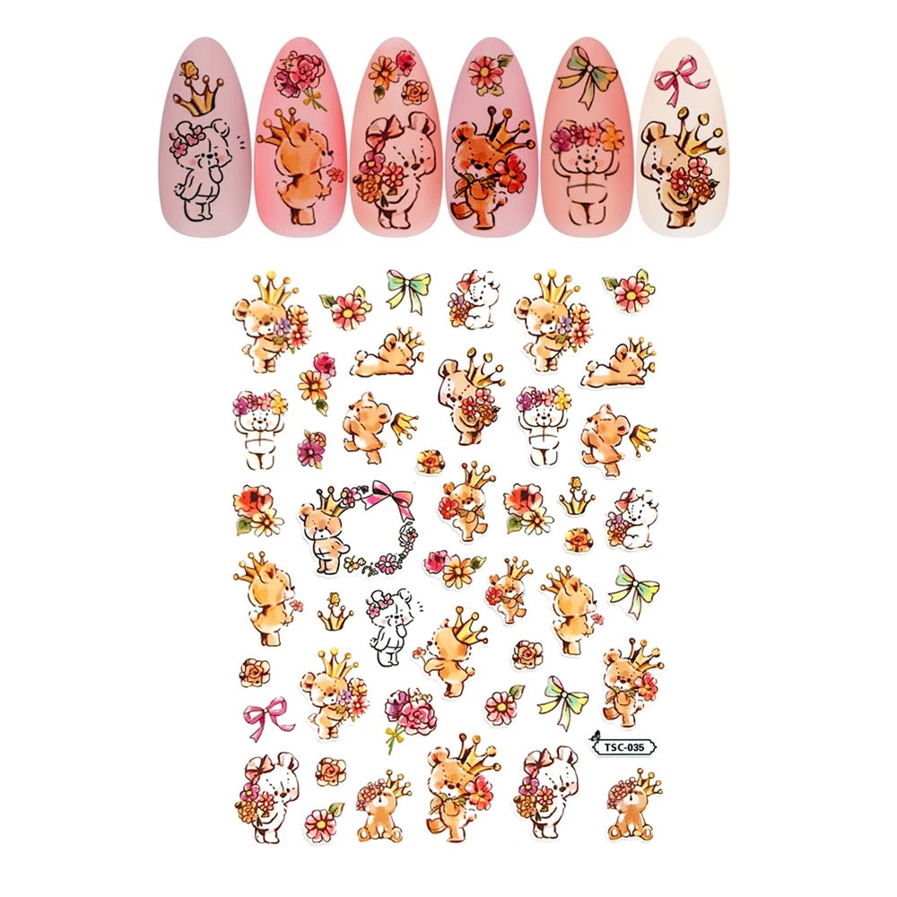 TSC-035 TSC-070 Bear rabbit cat tiger dog  snake DIY 3D Back glue Nail Art Stickers Decals Sliders Nail ornament decoration