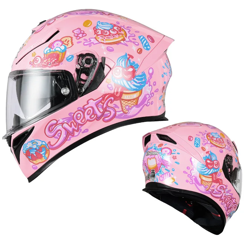 Motorcycle Helmet Electric Bike Safety Helmet Cherry Blossom Female Riding Helmet All Season Universal Helmet