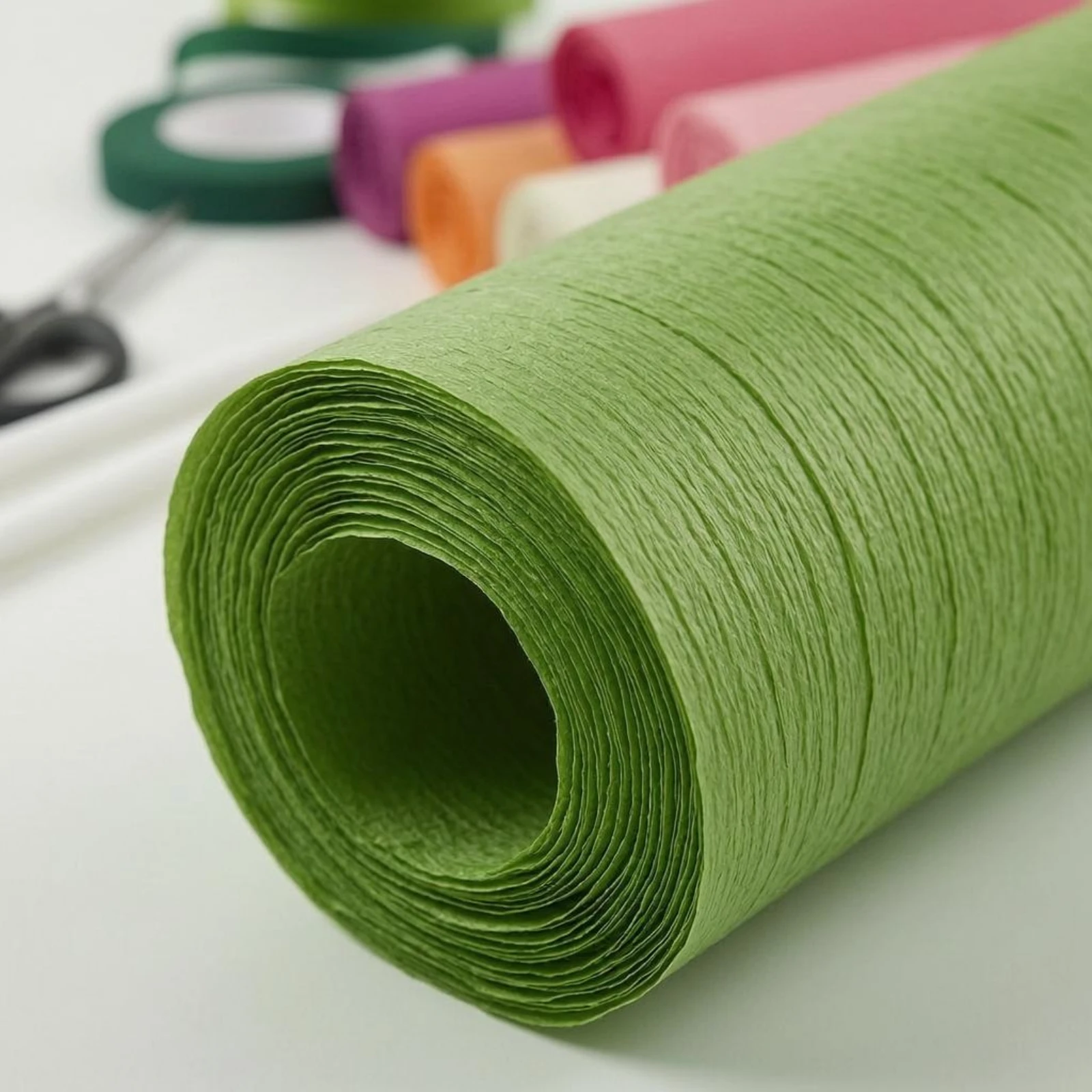 

Crepe Paper Craft Kit Double-Sided Tape Crepe Paper Flower Kit Hobby Supply Plastic-Coated Wire Beginner Friendly