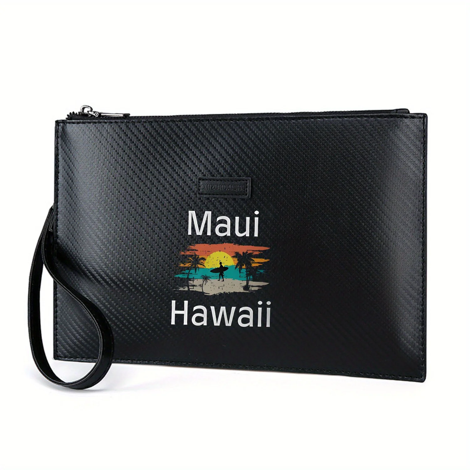 Sunset surfer palms Hawaii island Elegant Printed PU Men's Handbag Fashionable and Practical for Everyday Carry