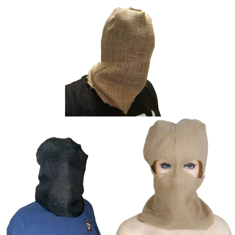 Halloween Balaclava Knit Beanie Hat Sackcloth Robber Head Covering Party Holiday Winter Warm Hat Full-Head Dropship