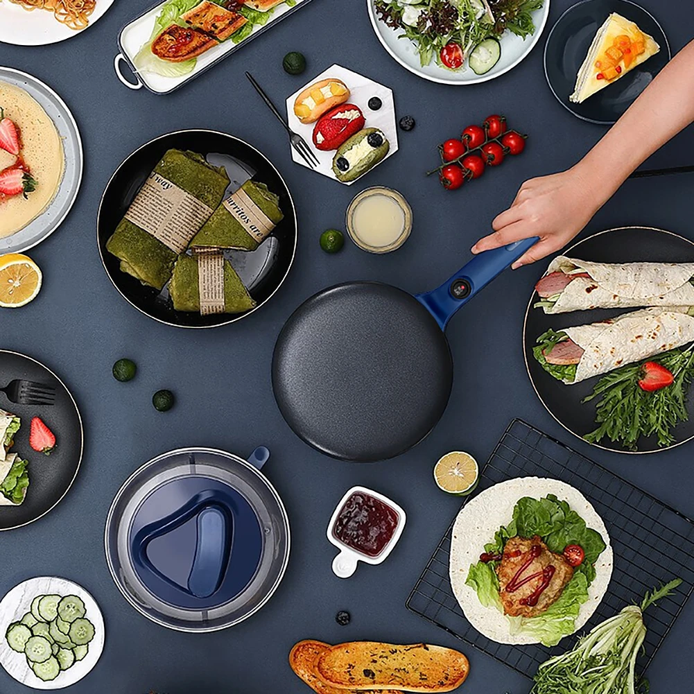 Macchina per crepes elettrica joythem, macchina per Pancake antiaderente con maniglia per il controllo della temperatura, 8 pollici blu, JD-9401B