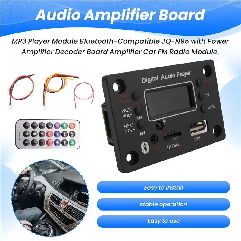 AYHF MP3 Player Module Bluetooth-Compatible JQ- With Power Amplifier Decoder Board Amplifier Car FM Radio Module