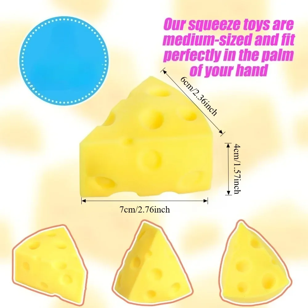 Balle anti-stress Squishy au fromage – Jouet sensoriel doux pour autisme TDAH, jouet à presser à rebond lent pour adultes et enfants, cadeau de Noël