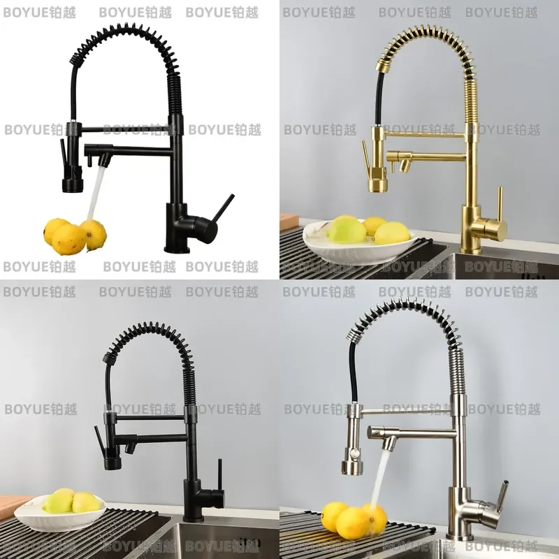 Black Kitchen Faucet Solid Brass High Pressure Pull Down Sprayer Hot Cold Water Mixer Tap for Sink Vegetable Washing Modern