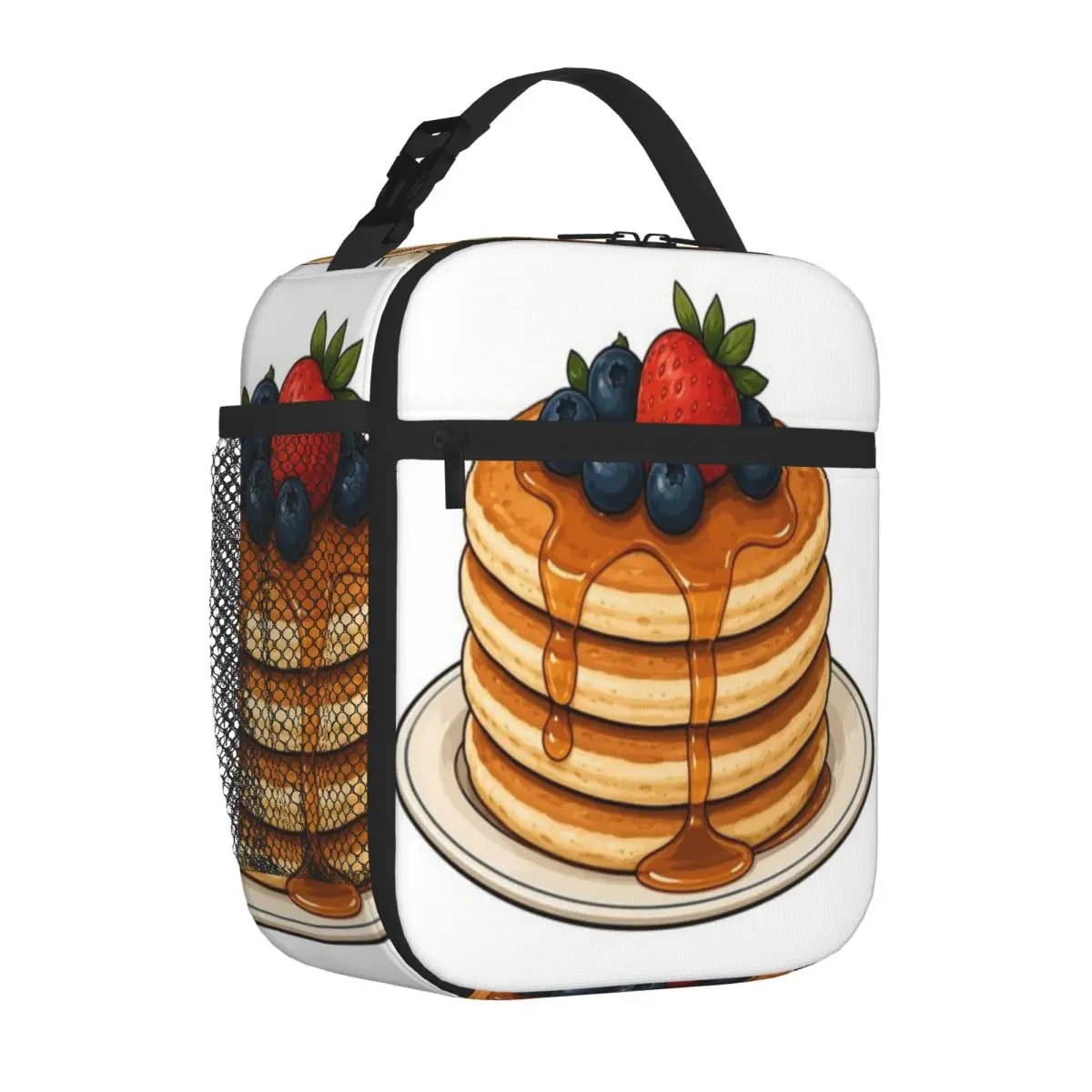 Hot Sale Pancake Breakfast Sticker Cute Food Illustration Multifunctional Bento Bag Kid Outdoor Class Insulated Snack Tote