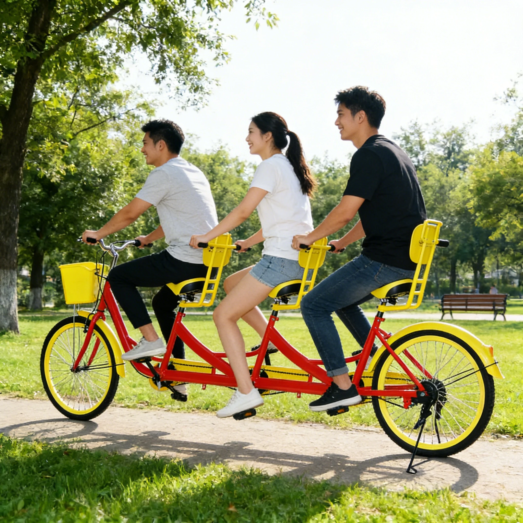 Hot Selling Safe Triple Bicycle Electric Family Bicycle Suitable for Outdoor Leisure Cycling Park Sightseeing City Tour Rental A
