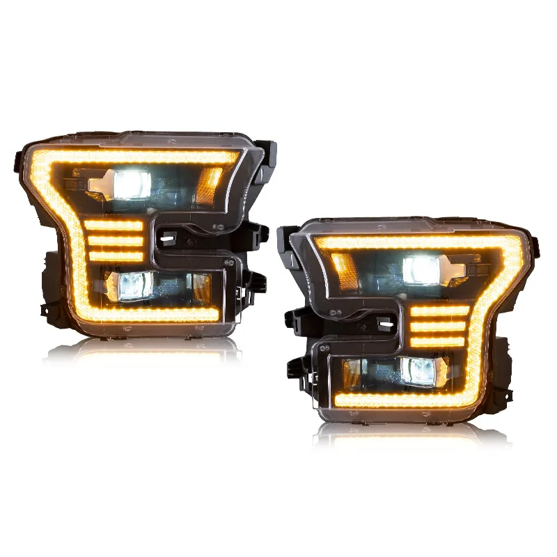 Car Styling LED Front Lamp Daytime Running Light Streamer Turn Signal Headlight Assembly For Ford F150 2015-2017