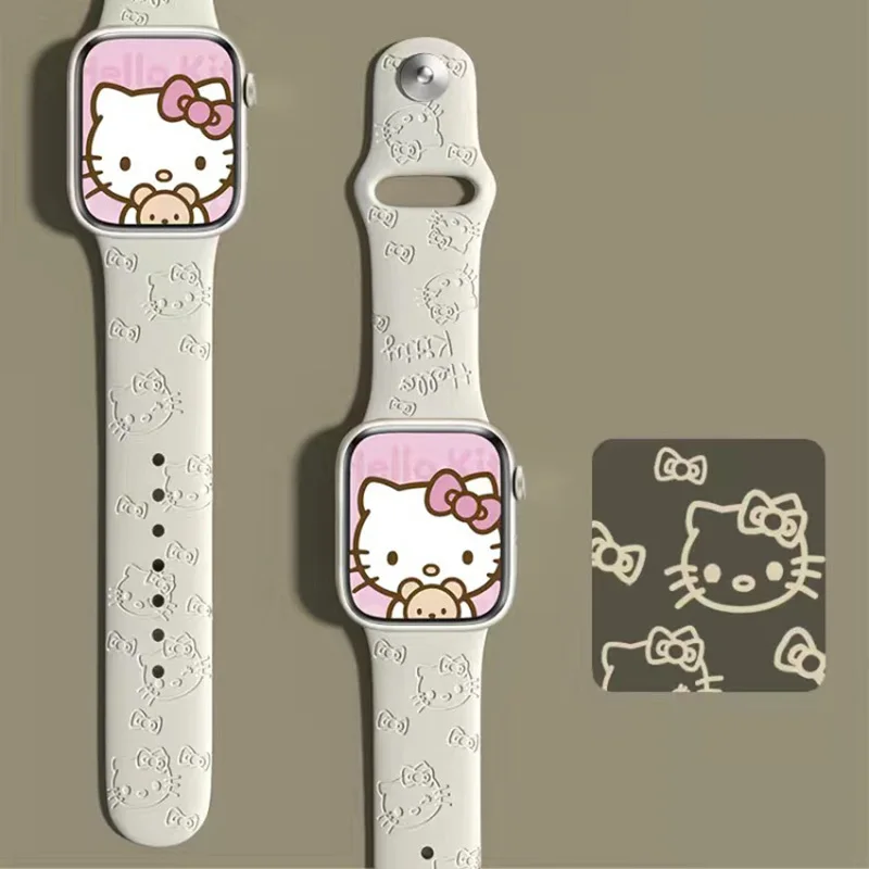 Hello Kitty Series Apple Watch inciso Cartoon Print cinturino di ricambio in Silicone Apple Hot off the shelf inventory Cartoon Cute