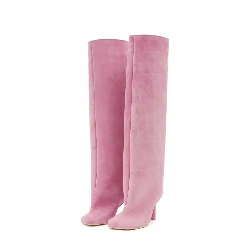 2024 Autumn/Winter Fashion Wide Heel Long Boots for Women, with Thin Heels and Knee Length Boots for Women Thigh High Boots