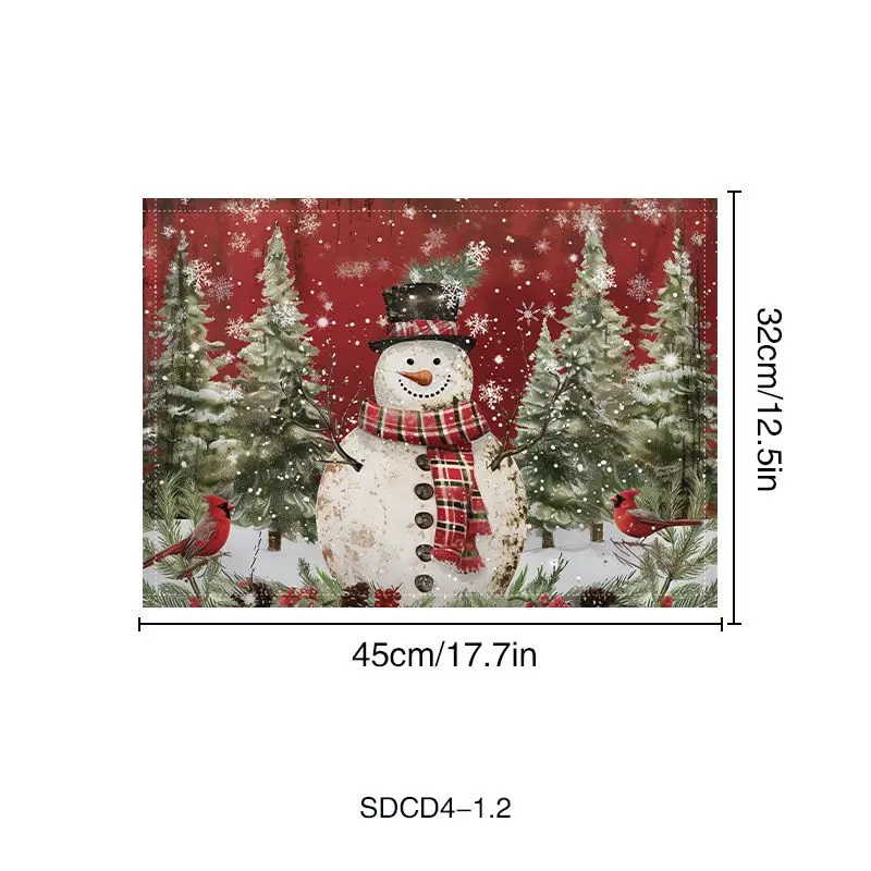 VIKAMA Retro Santa Claus Meal Mat Waterproof and Insulated Table Mat Holiday Party Home Restaurant Table Decoration Mat
