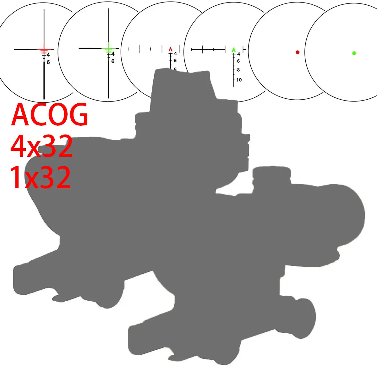 Tactical Hunting ACOG 4X32 1x32 Real Fiber Optics Red Green Illuminated Glass Etched Reticle Tactical Rifle Optical Scope Sight