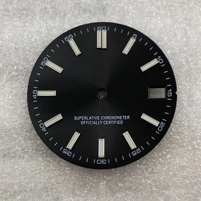 28.5mm nh35 dial s verde luminoso gelo azul mostrador luminoso adequado para modificação de movimento nh35 acessórios de relógio literal novo