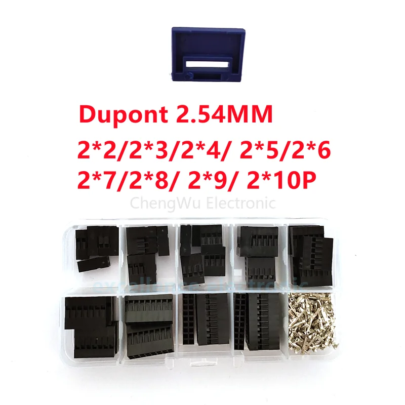 Double Row Dupont2.54mm 2x2/2x3/2x4/ 2x5/2x6/2x7/2x8/2x9/2x10P Housing Plastic Shell Terminal Jumper Wire Connector Kits