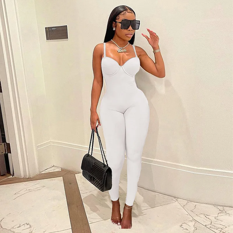 Apipee Women White Voor Jumpsuit Mouwloze Rompertjes Womens Jumpsuits Backless Cami Strap Eendelige Outfits Zwarte Bodycon Jumpsuit