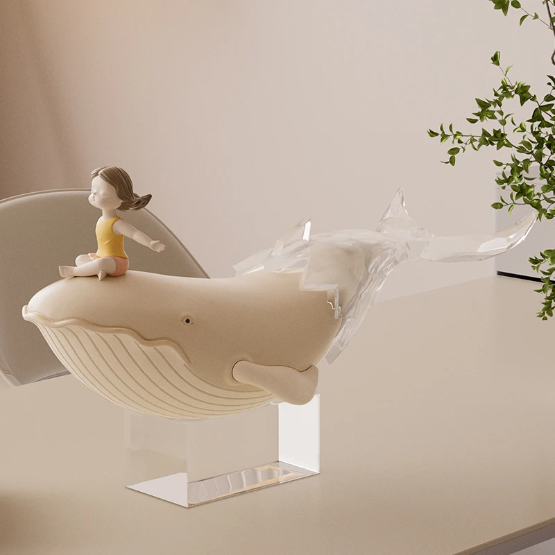 Whale Statue Ornament Art Home Decoration High-end Resin crafts Living Room Study TV Cabinet Decoration Desktop Gadgets Gift
