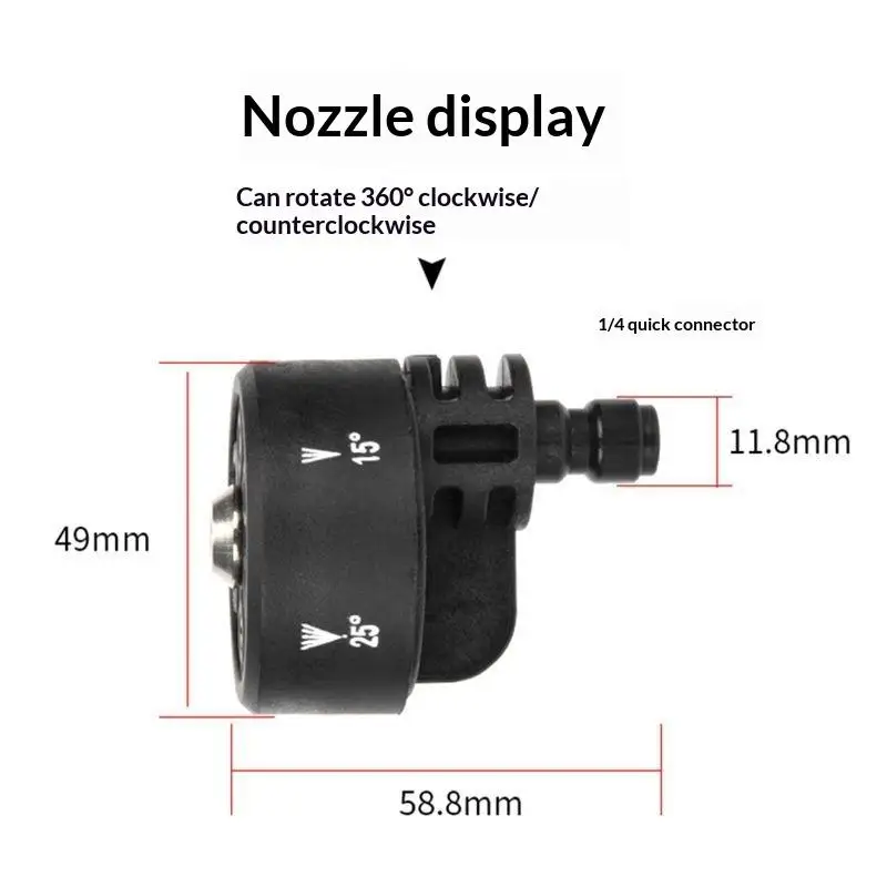 6-in-1 High Pressure Washer Nozzle 1/4 Inch Quick Connect Durable Leak-Proof Tip for Garden Lawn Car Washing