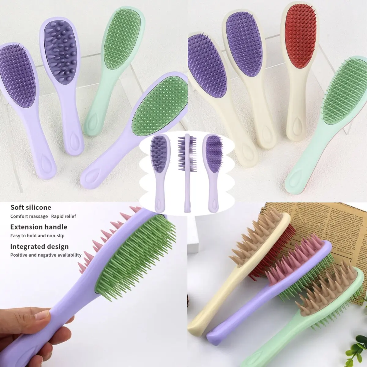 

Расческа 2-в-1 для двустороннего шампуня и кисточки.