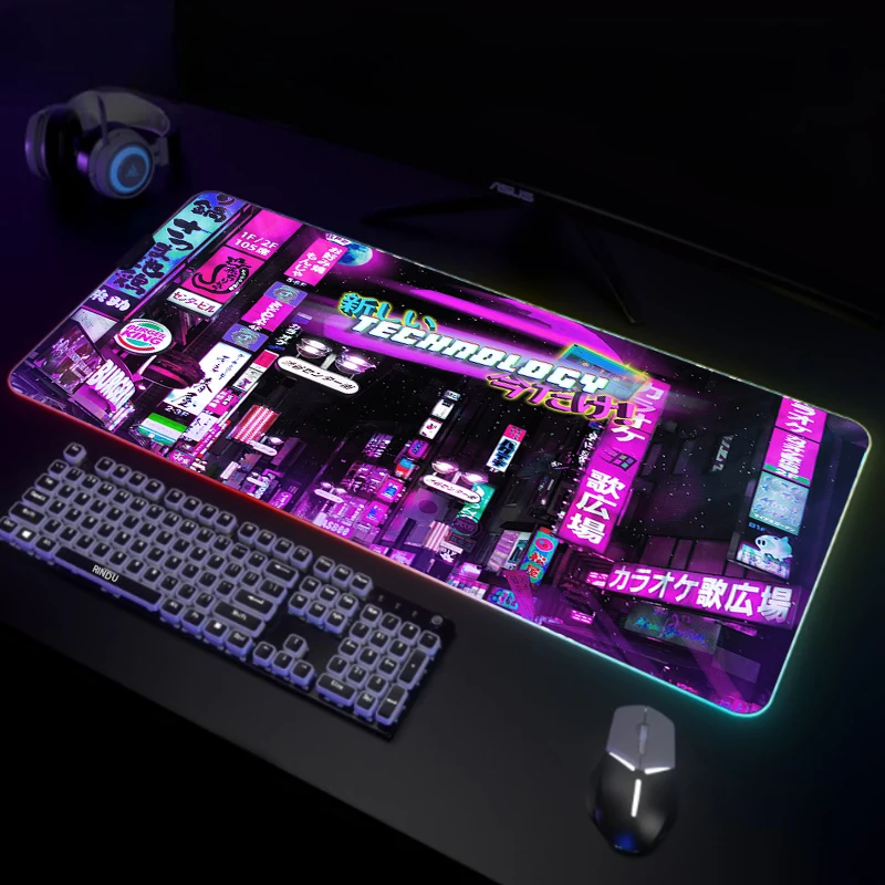 

Punk Style Large RGB Gamer Mousepad Mouse Mat Gaming Mausepad LED Keyboard Mat Mousemat Luminous Desk Pad Mouse Pad For PC