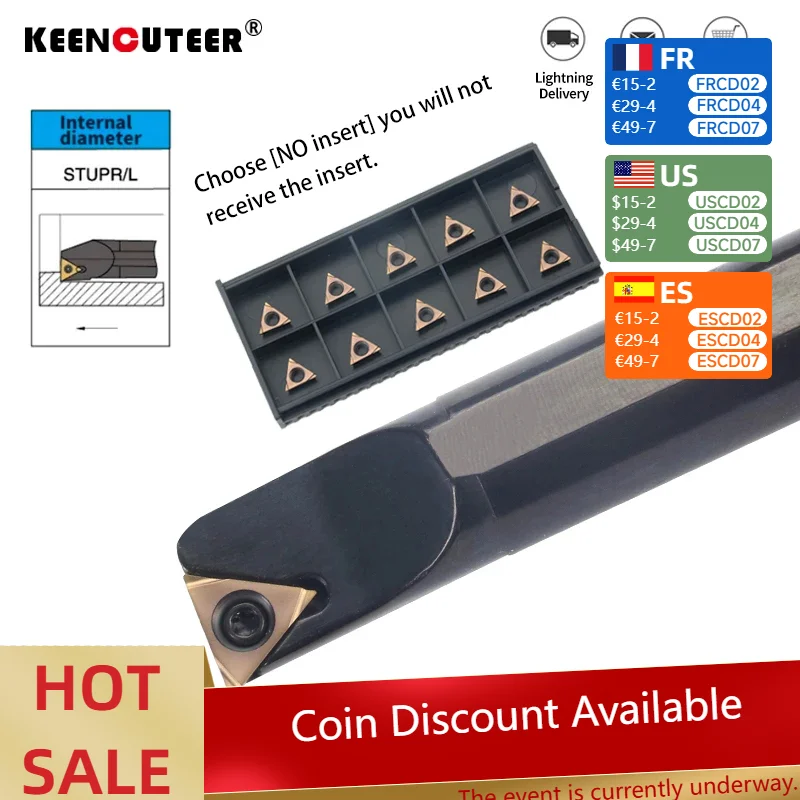 

1шт S08K-STUPR09 S10K-STUPR09 S12M-STUPR09 Держатель внутреннего токарного инструмента TPGH Твердосплавные вставки Токарный станок Набор режущих инструментов с ЧПУ обработка металла инструменты