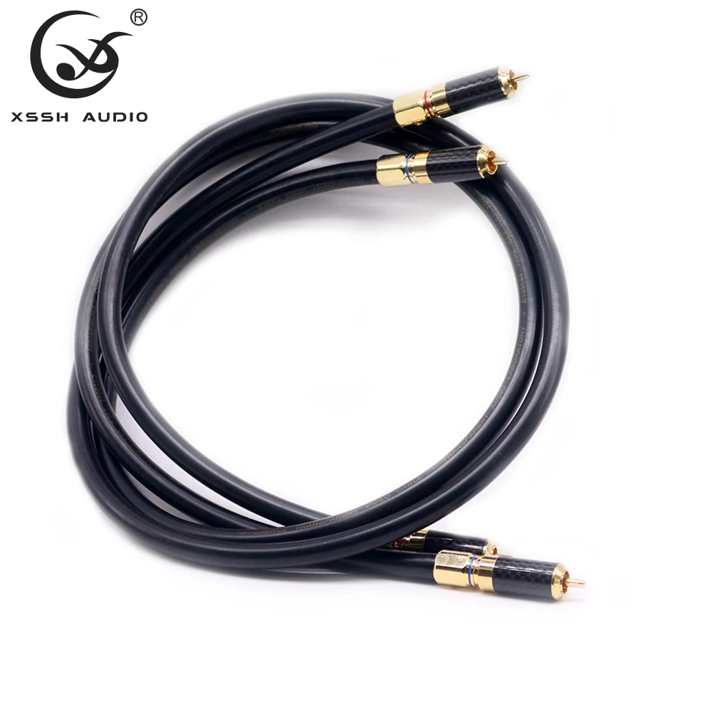 1 Pair 2RCA to 2RCA Hi-end HIFI YIVO DIY TRANSPARENT OCC Copper 1Core Shield  Audio 10.5m RF Coaxial Cord Cable Signal Line Wire
