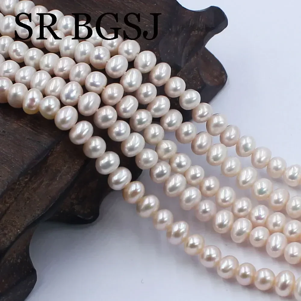 5-6mm 15inch White Real Natural Freshwater Pearl Jewelry DIY Accessories Loose DIY Rondelle Beads