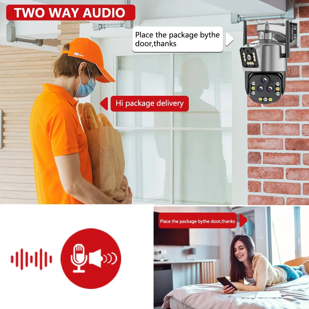 Ultra 16MP 8K WIFI PTZ IP Camera Surveillance Security Four Lens Camera Optical 20X Zoom Auto Tracking Video CCTV Camera IPC360