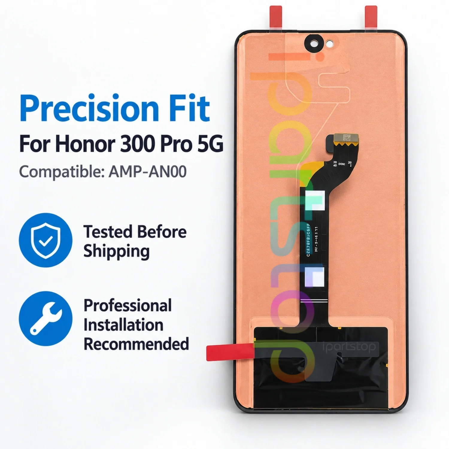 iParts Replacement New Display for Honor 300 Pro 5G AMP-AN00 120Hz AMOLED Touch Screen with Frame Assembly all Functions