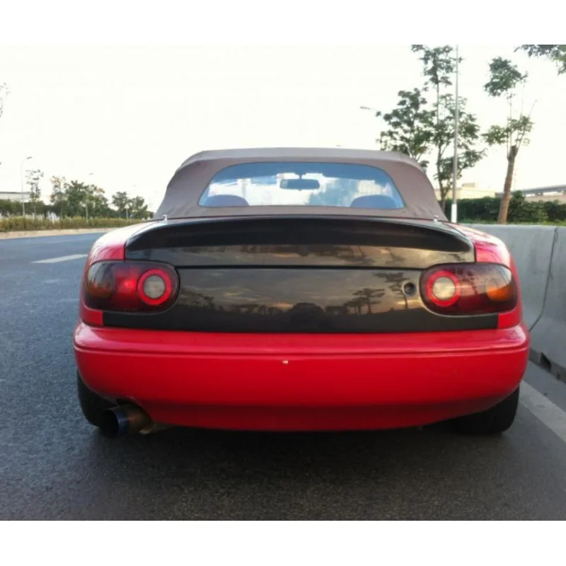 ينطبق على أجزاء تعديل ألياف الكربون Miata Mazda NA MX5 المصد الخلفي الذيل غطاء خفيف إطار لوحة ترخيص الجذع الخلفي #4