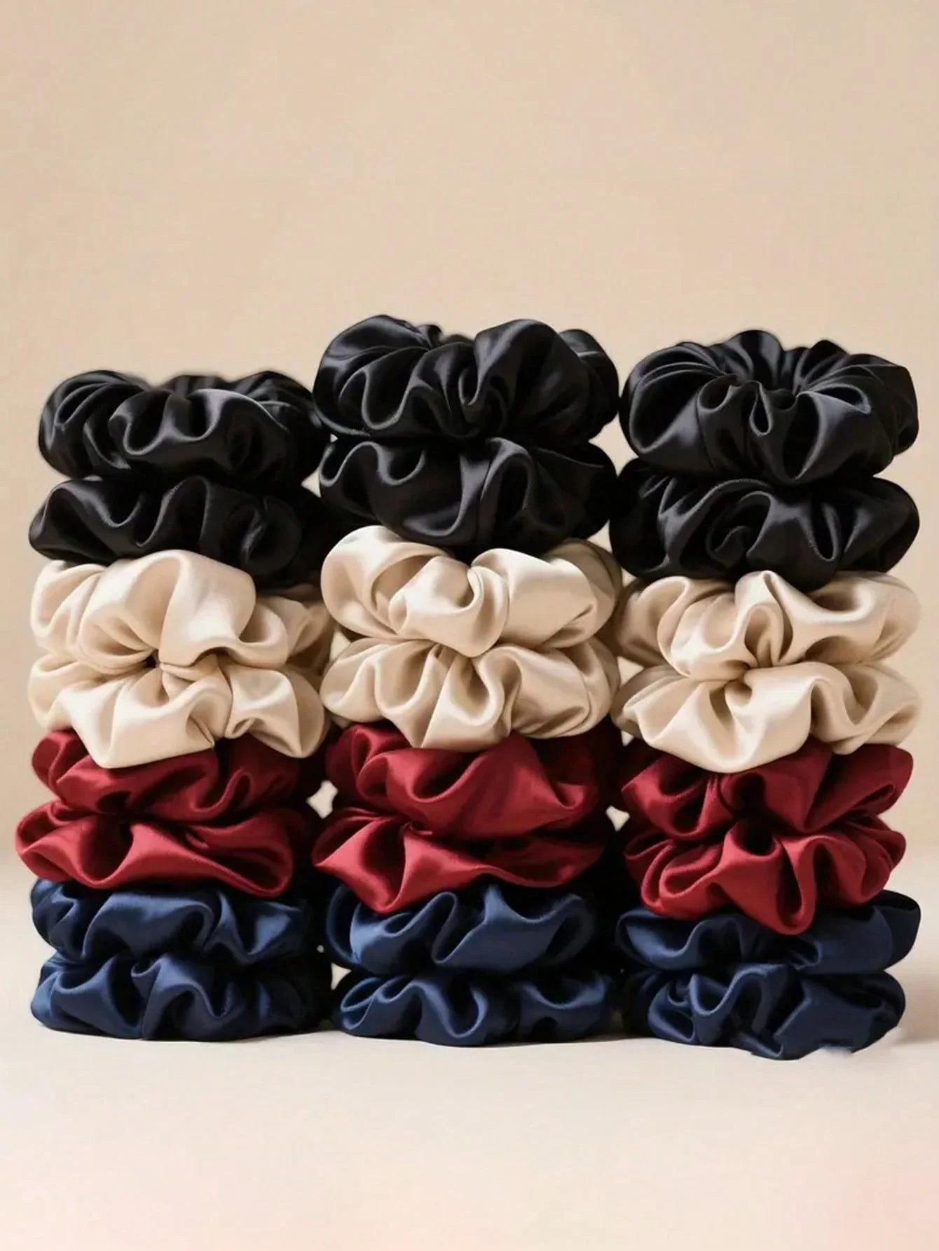 16pcs elegant black, red, blue, bohemian style colon loops, soft, elastic, gentle, colorful and bright rubber band hair bands