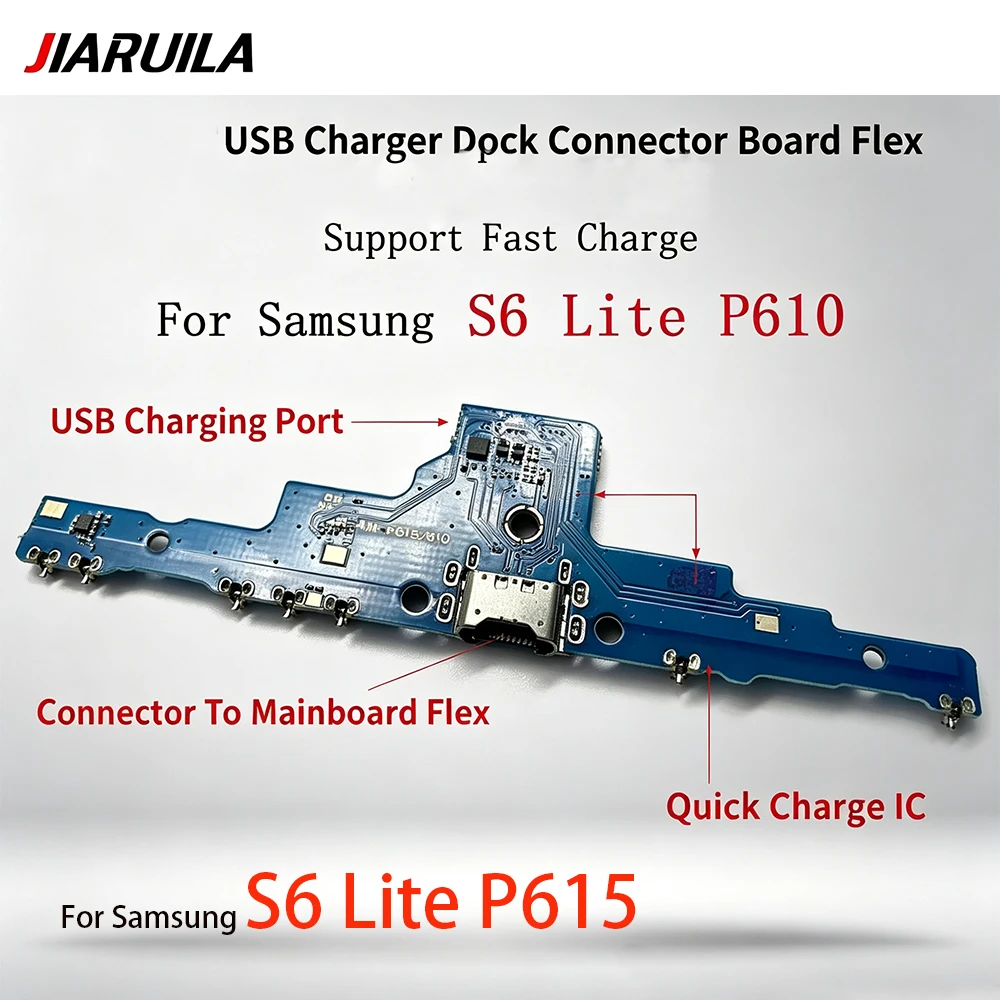 10Pcs，Tested For Samsung Tab S6 Lite P610 P615 USB Micro Charger Charging Port Dock Connector Microphone Board Flex Cable