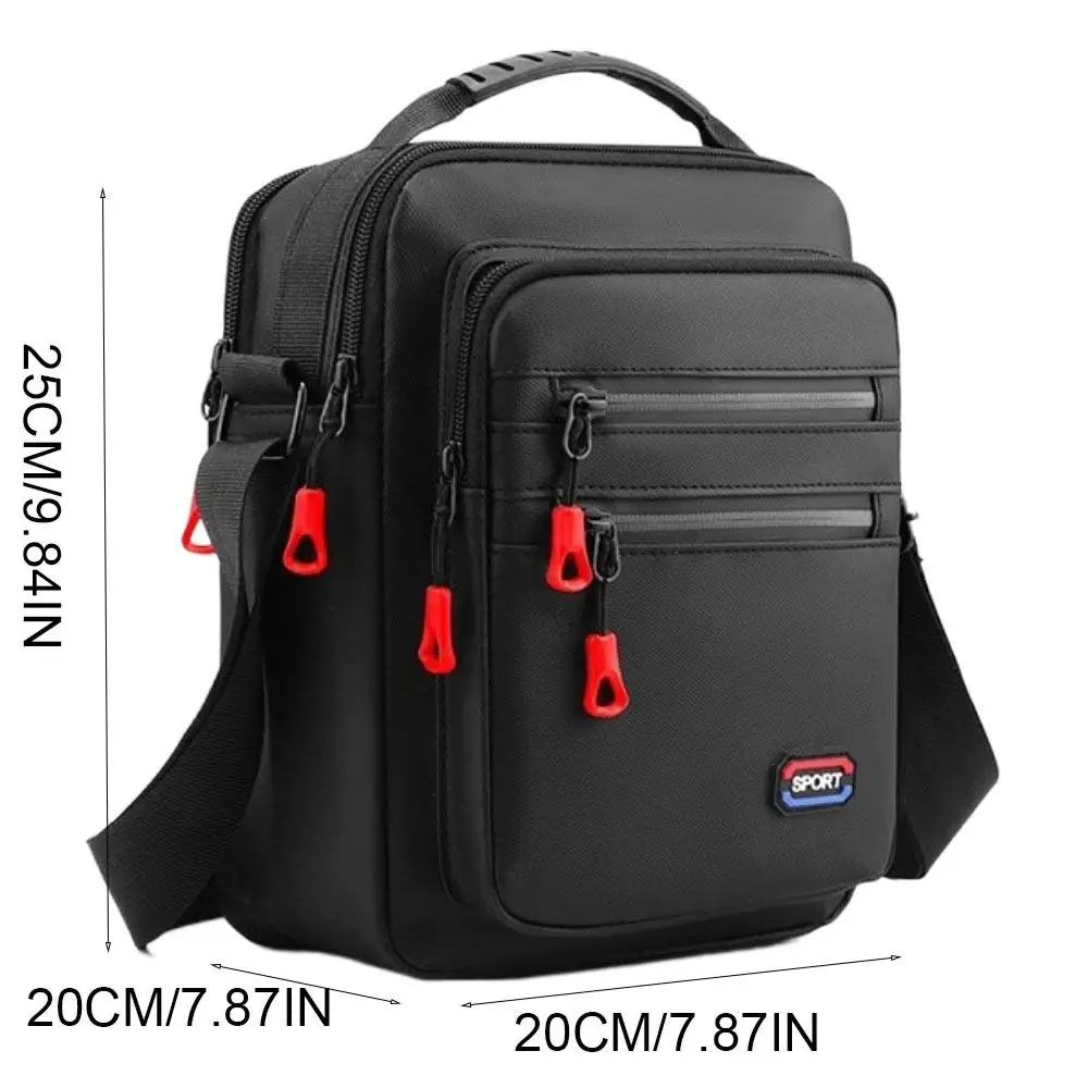 Borsa a tracolla da uomo quadrata Borsa a tracolla in nylon multistrato tinta unita Borsa a tracolla da lavoro a spalla singola di grande capacità