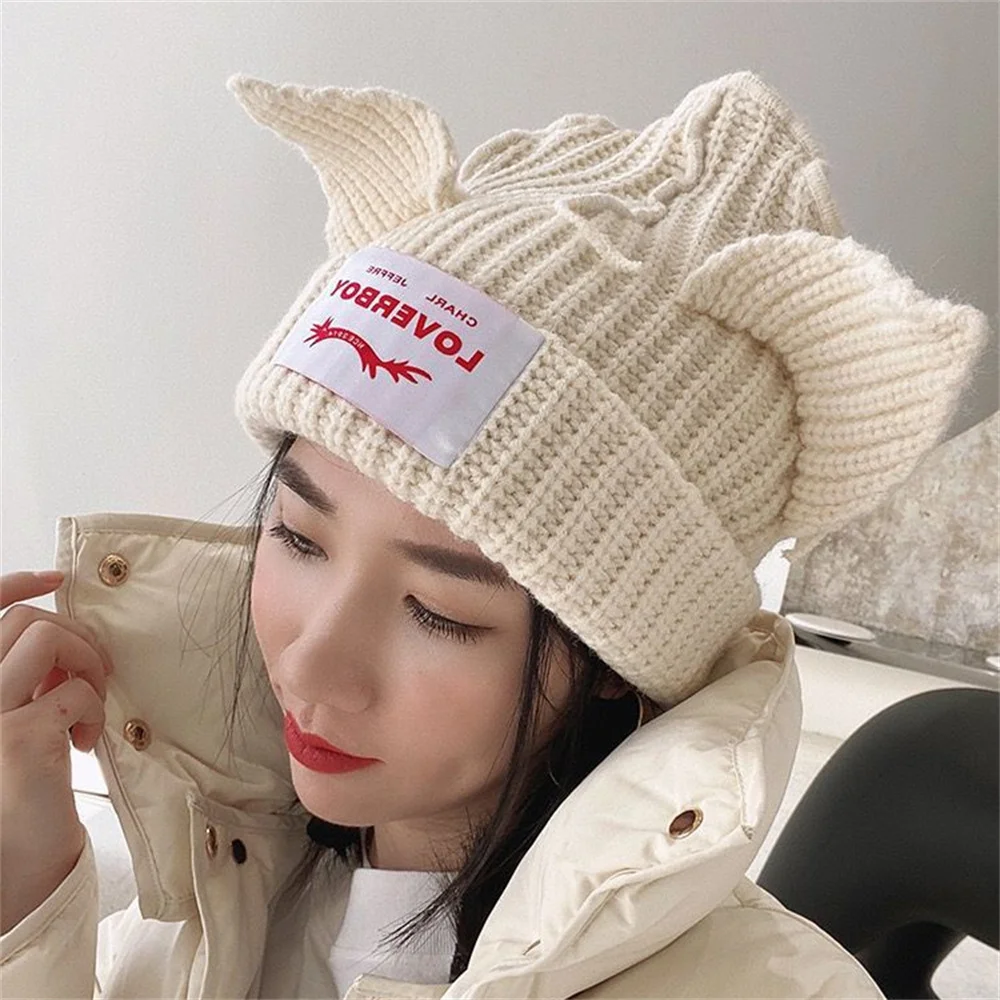 Kpop RENJUN Hat Same Beanies 17 Knitted Cat Ear Hat Fashion Cute Cap LoverBoy Casual Headgear