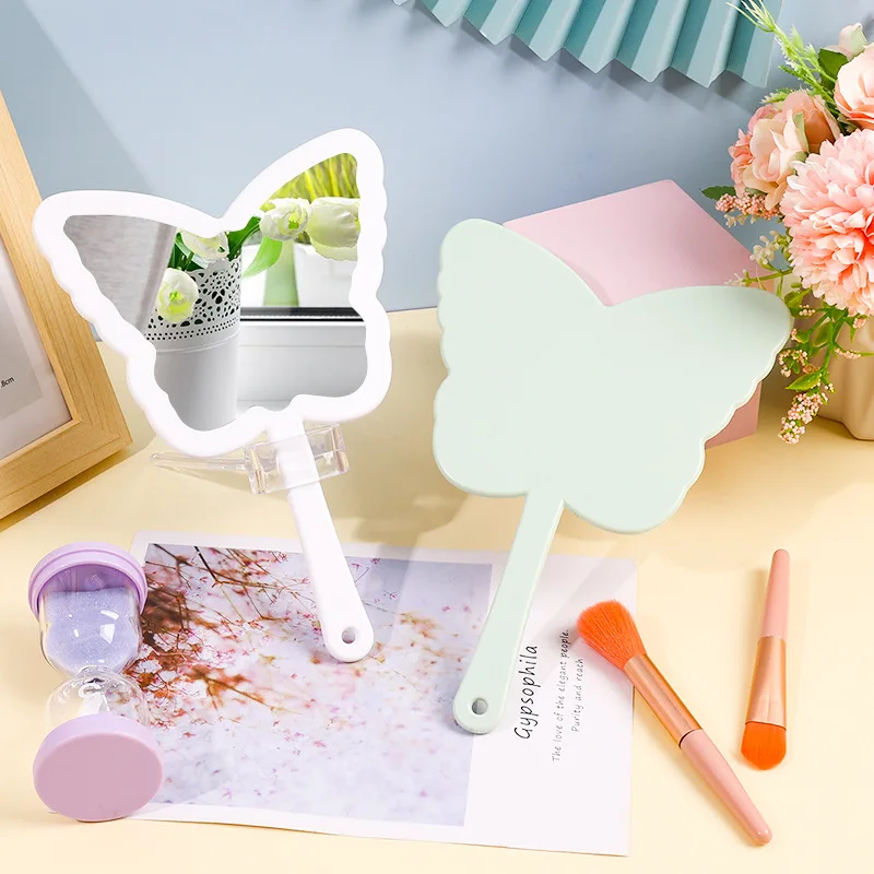 Espelho portátil em formato de borboleta com furo pendurado, espelho cosmético portátil hd para estudantes, presente, desktop, carro, banheiro