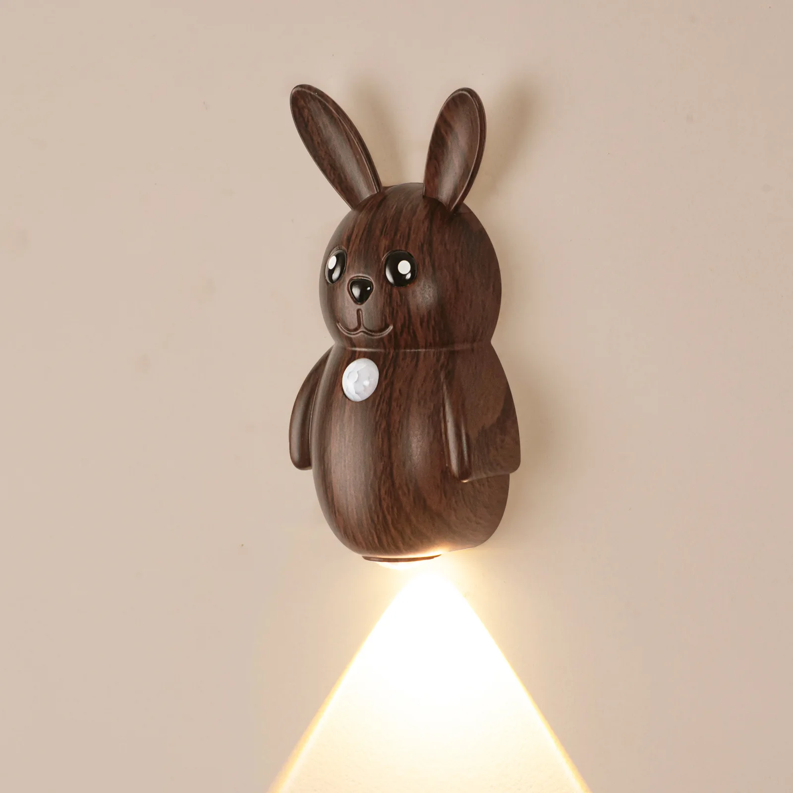LED three-color changing light rabbit wall lamp, charging version, no wiring, no drilling, human body sensing wall lamp