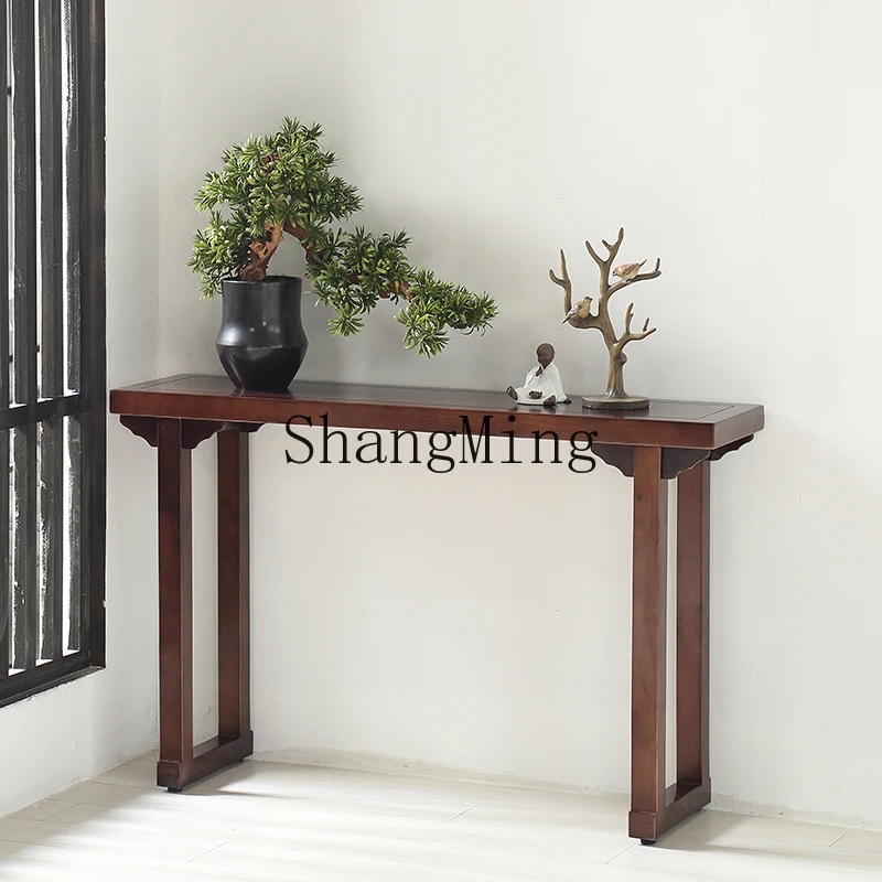 

FG new Chinese pure solid wood entrance table modern simple entrance cabinet long supply table against the wall